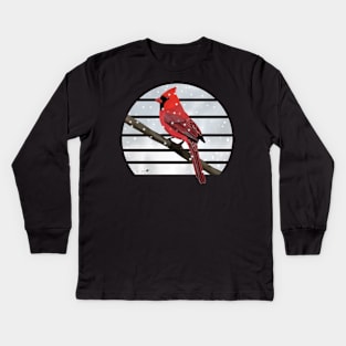 Cardinal Winter Snow Bird Watching Birding Ornithologist Gift Kids Long Sleeve T-Shirt